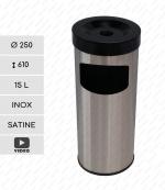 GESSERIT B 250 Inox 15 liter Nerezový odpadkový koš s popelníkem L Leštěný 01-355