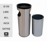 GESSERIT E 310 Inox 40 liter Nerezový odpadkový koš s popelníkem L Leštěný 01-050i