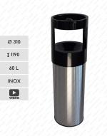 GESSERIT TT 310 Inox 60 liter Nerezový odpadkový koš s popelníkem L Leštěný, Černá 01-825