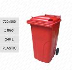 odpadkové koše 240 L Plast Červená   720 X 580 X 1060   mm