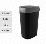 odpadkové koše 50 L Plast Černá, Šedá   305 X 420 X 600   mm