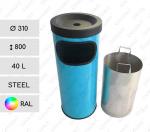 GESSERIT B 310 RAL 40 liter kovový odpadkový koš s popelníkem L Podle požadované barvy vzorníku 01-123