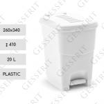 Pedálový odpadkové koše 20 L Plast Bílá   260 X 340 X 410   mm