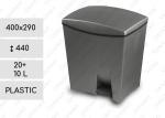 Pedálový odpadkové koše 20+10 L Plast Šedá   400 X 290 X 440   mm