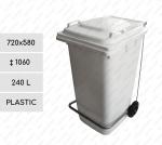 Pedálový odpadkové koše 240 L Plast Bílá   720 X 580 X 1060   mm
