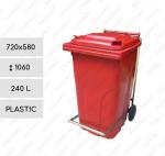 Pedálový odpadkové koše 240 L Plast Červená   720 X 580 X 1060   mm