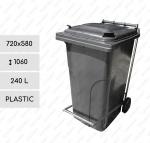 Pedálový odpadkové koše 240 L Plast Šedá   720 X 580 X 1060   mm