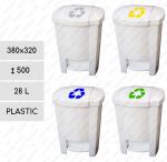 Pedálový odpadkové koše 28 L Plast Bílá   380 X 320 X 500   mm