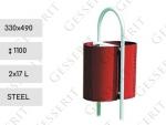 MV DR steel red-white 2x17 liter venkovní odpadkový koš Ocel Červená, Bílá L 01-1064
