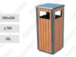 Szögletes kültéri Fa szemetes Kuka venkovní odpadkový koš dřevo/Ocel Hnědá 35L 01-1237