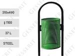 MV R steel green, black 37 liter venkovní odpadkový koš Ocel Zelená, Černá L 01-1063