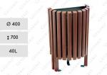 Félkör alakú köztéri szemetes kuka venkovní odpadkový koš dřevo/Ocel Hnědá 40L 01-1239