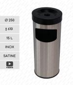 GESSERIT B 250 Inox 15 liter Nerezový odpadkový koš s popelníkem L Leštěný 01-355