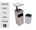 GESSERIT C 250 Inox Roof 25 liter Nerezový odpadkový koš s popelníkem L Leštěný 01-359