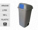 Recycling grey-blue swing 100 liter Odpadkový koš na tříděný odpad Plast Šedá, Modrá L 01-1104be