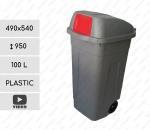 Recycling grey-red swing 100 liter popelnice na tříděný odpad Plast Šedá, Červená L 01-1104r